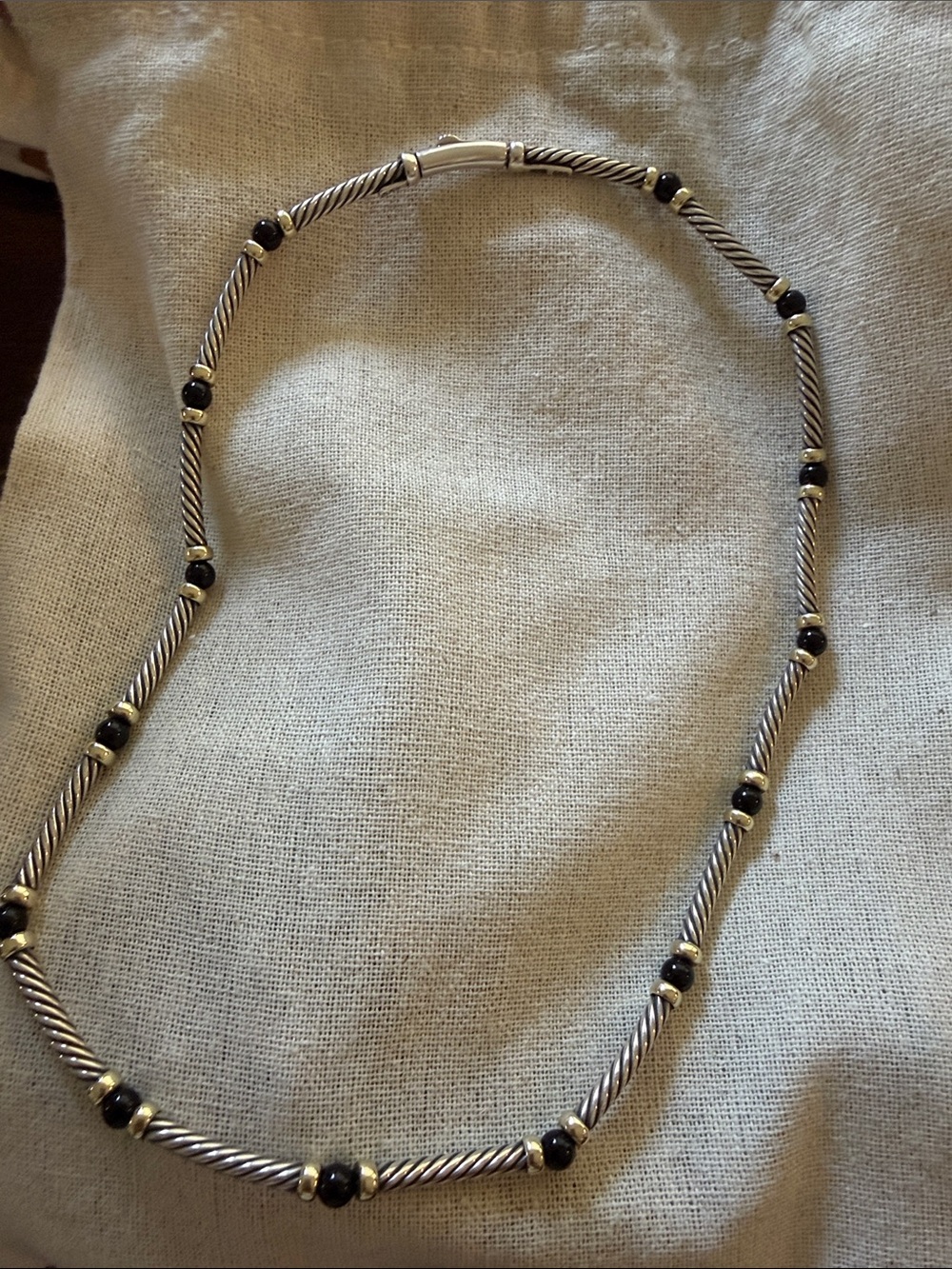 David Yurman Hampton Cable Necklace with Black Beads